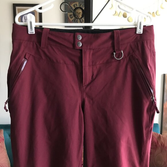 ATHLETA size 10 Burgundy Slalom Stretch 2 Ski Snowboard Pants - Picture 2 of 5